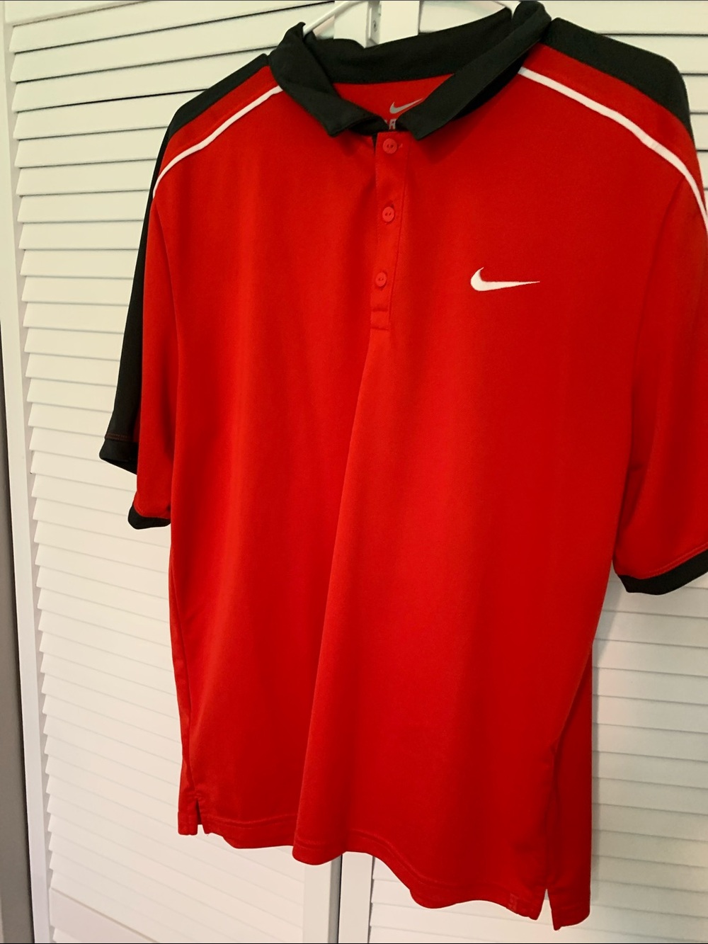 Nike Men’s Red Polo with Black Collar and Sleeve Trim